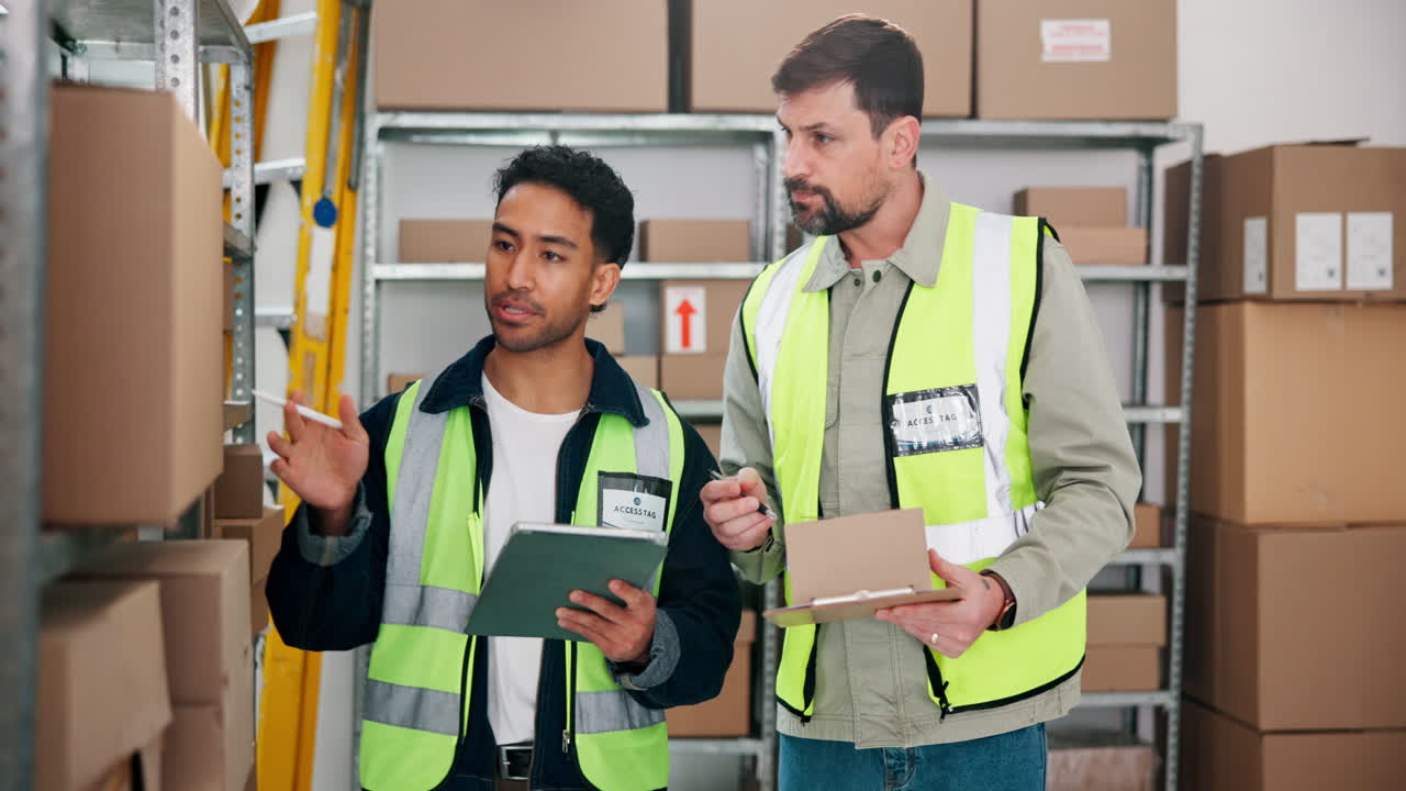 Lavoratori di magazzino che controllano l'inventario