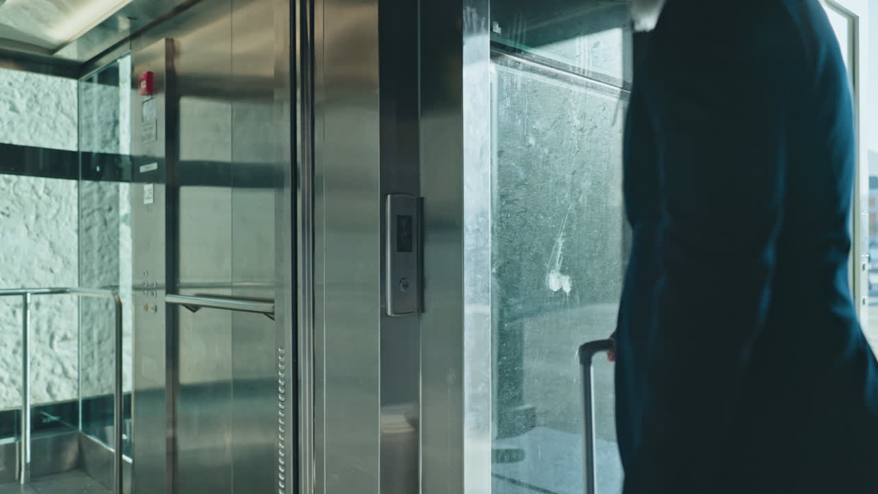 Elevator, travel and a mature black man