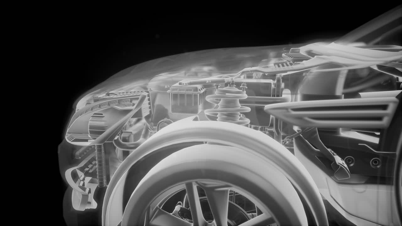 자세한 자동차 엔진 및 다른 부품