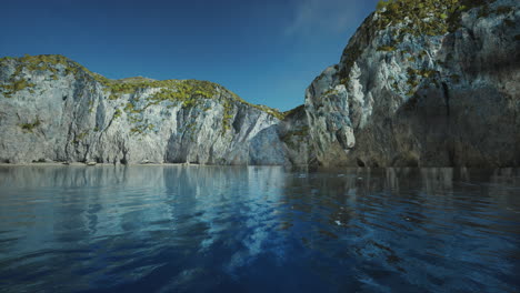 near the limestone cliffs in the ocean