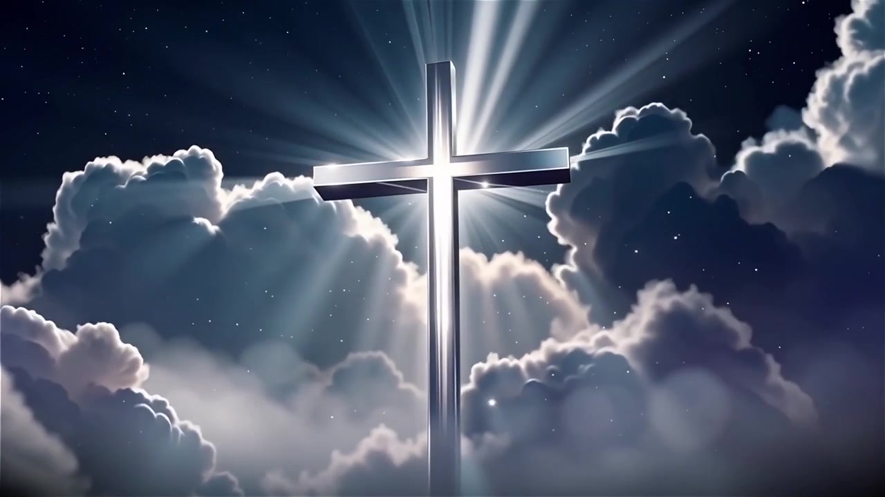 Christian Cross Heavenly Light Worship Background