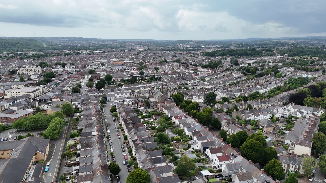 Cardiff Wales streets , roads and houses drone,aerial