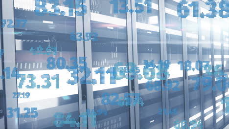 animación del procesamiento de datos financieros a través de servidores informáticos