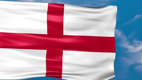 animación de video de la bandera de inglaterra ondeando en el viento sobre un fondo de cielo azul