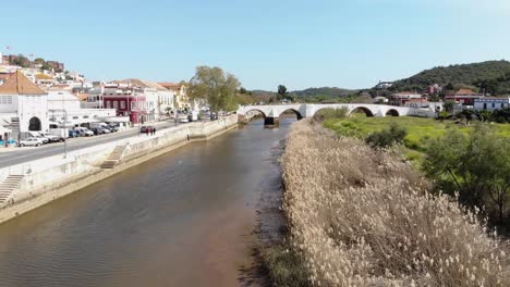 Fly-over-river-on-quiet-sunny-day