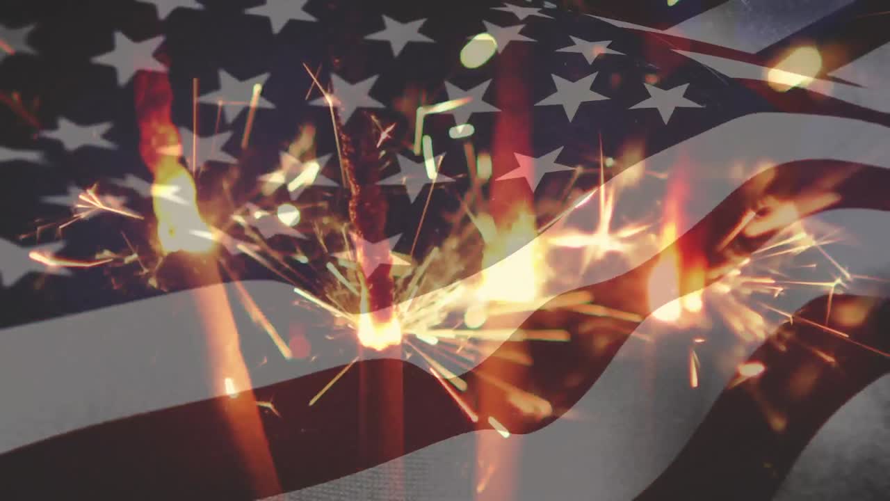 Sparklers with an American flag