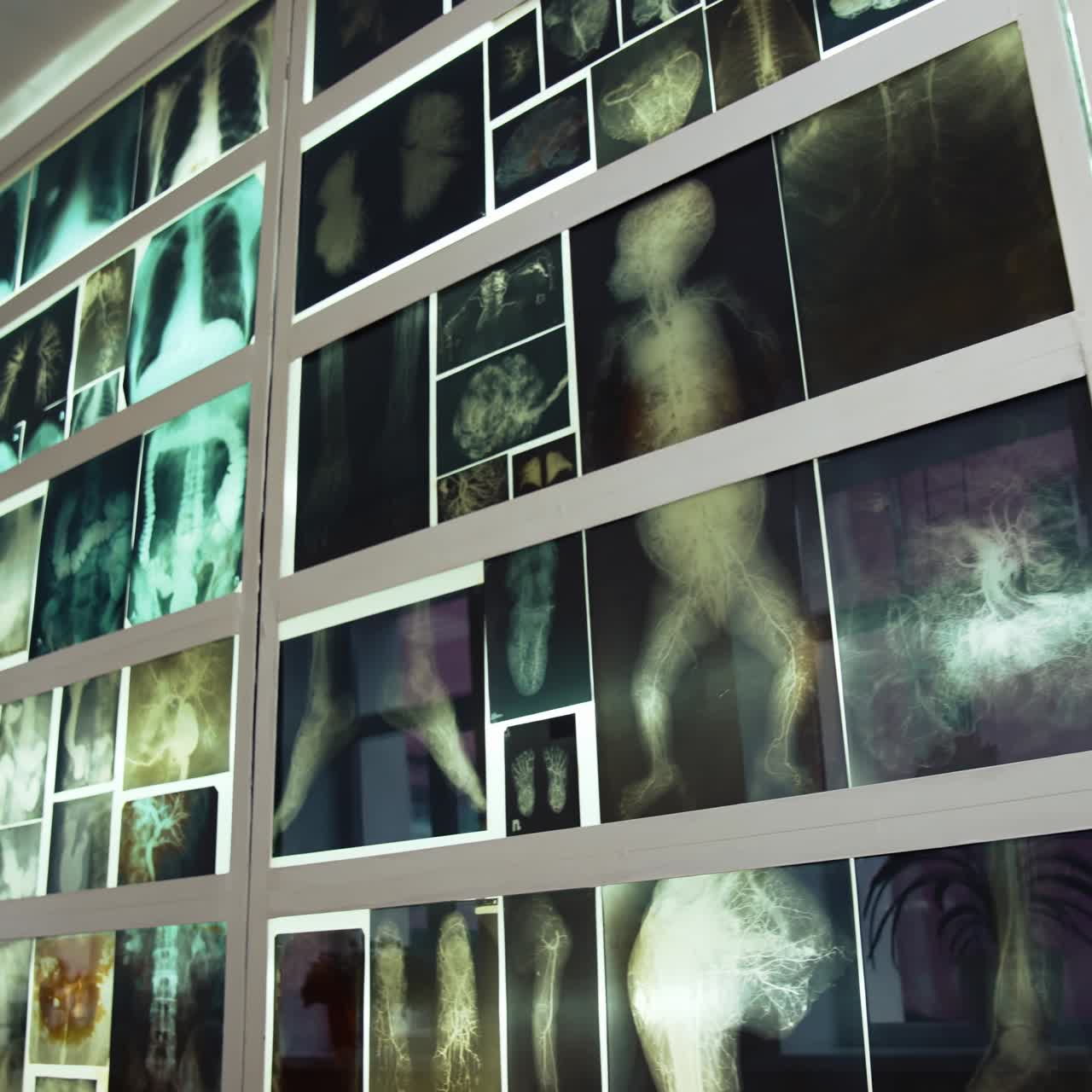 Interior detail of the medical museum. Anatomical museum with collection of human anatomy