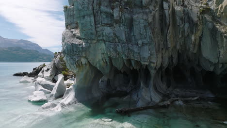 view of marble caves on general carrera lake, puerto rio tranquilo