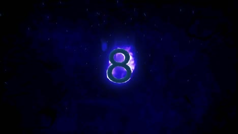 animación de 8 textos en llamas ardientes sobre un fondo oscuro