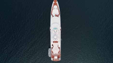 aerial view top down of superyacht - slow descent