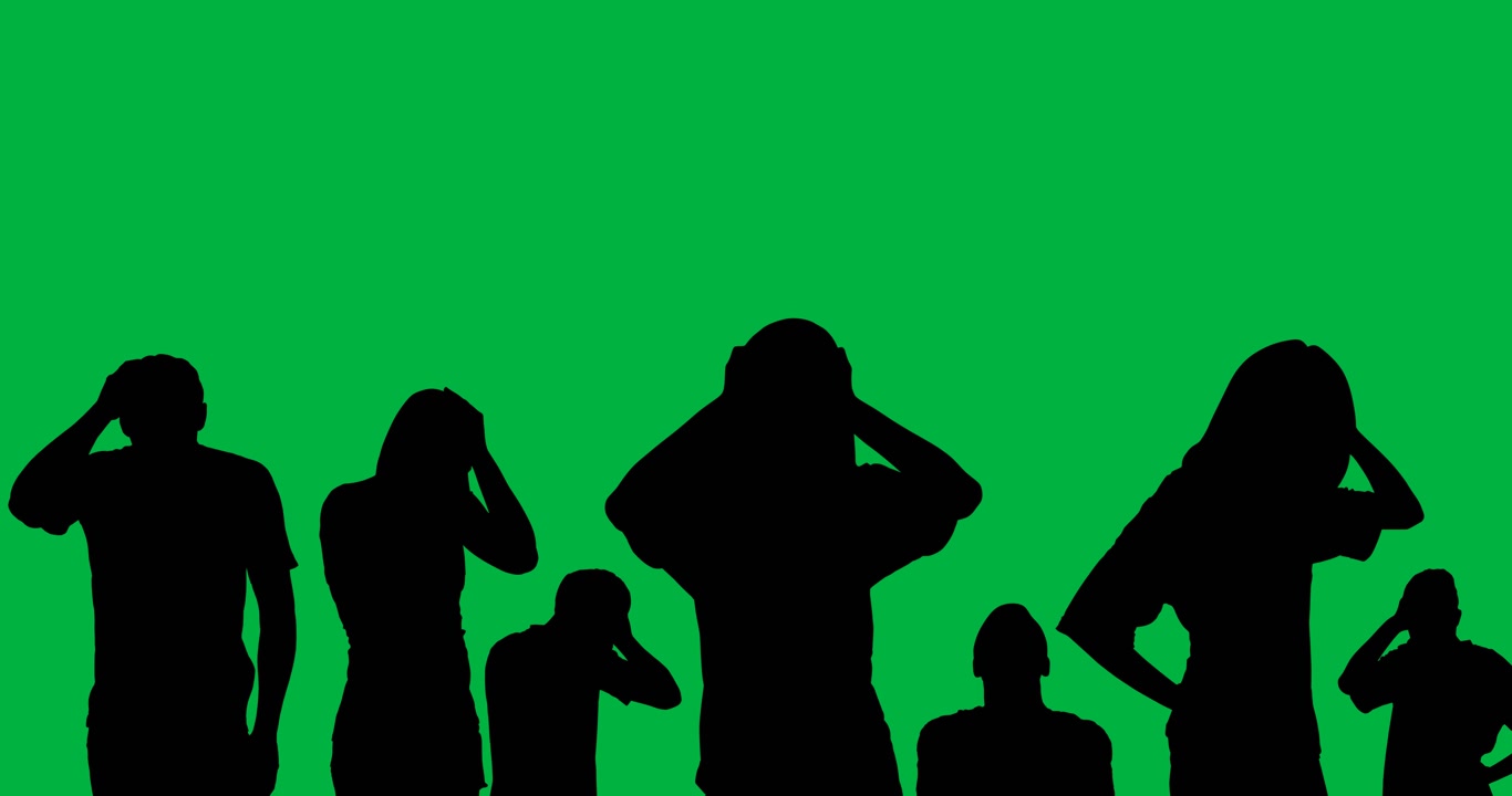 Animazione digitale di silhouette di fan delusi su sfondo bianco