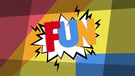 animation of fun in comic style on colorful background