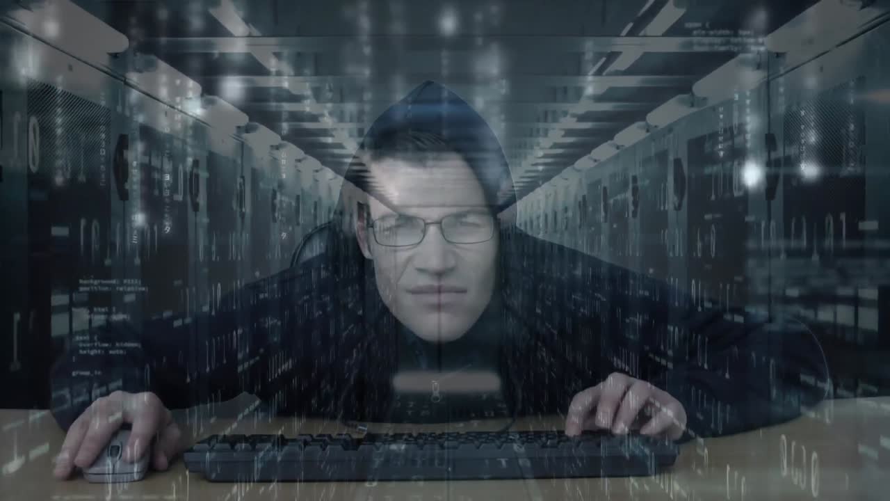컴퓨터를 해킹하는 후드  ⁇ 의 애니메이션