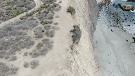 Dolly-tilt-aerial-over-a-cliff-revealing-Dana-Point-marina-and-the-beautiful-north-pacific-ocean