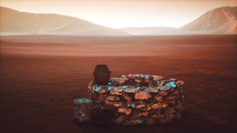 old stone water well in the desert