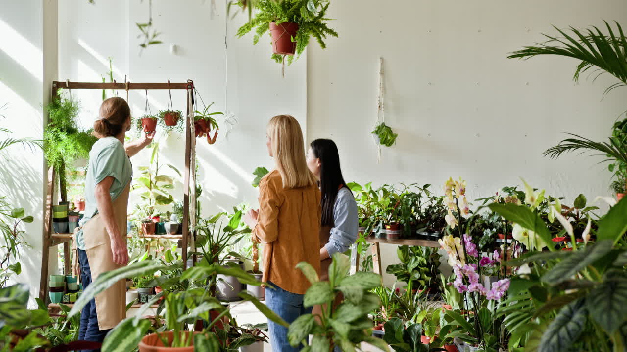 Personas comprando plantas en un vivero