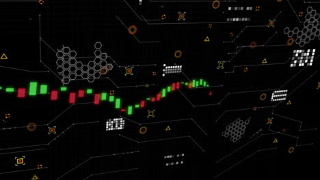 animación del procesamiento de datos sobre formas