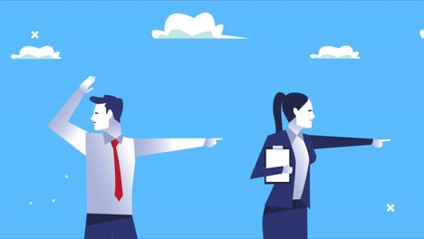 elegante pareja de negocios trabajadores de indexación de caracteres