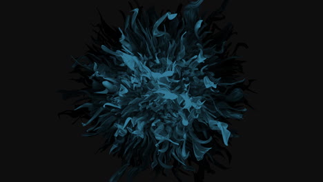 ethereal blue flame with billowing black smoke on dark background