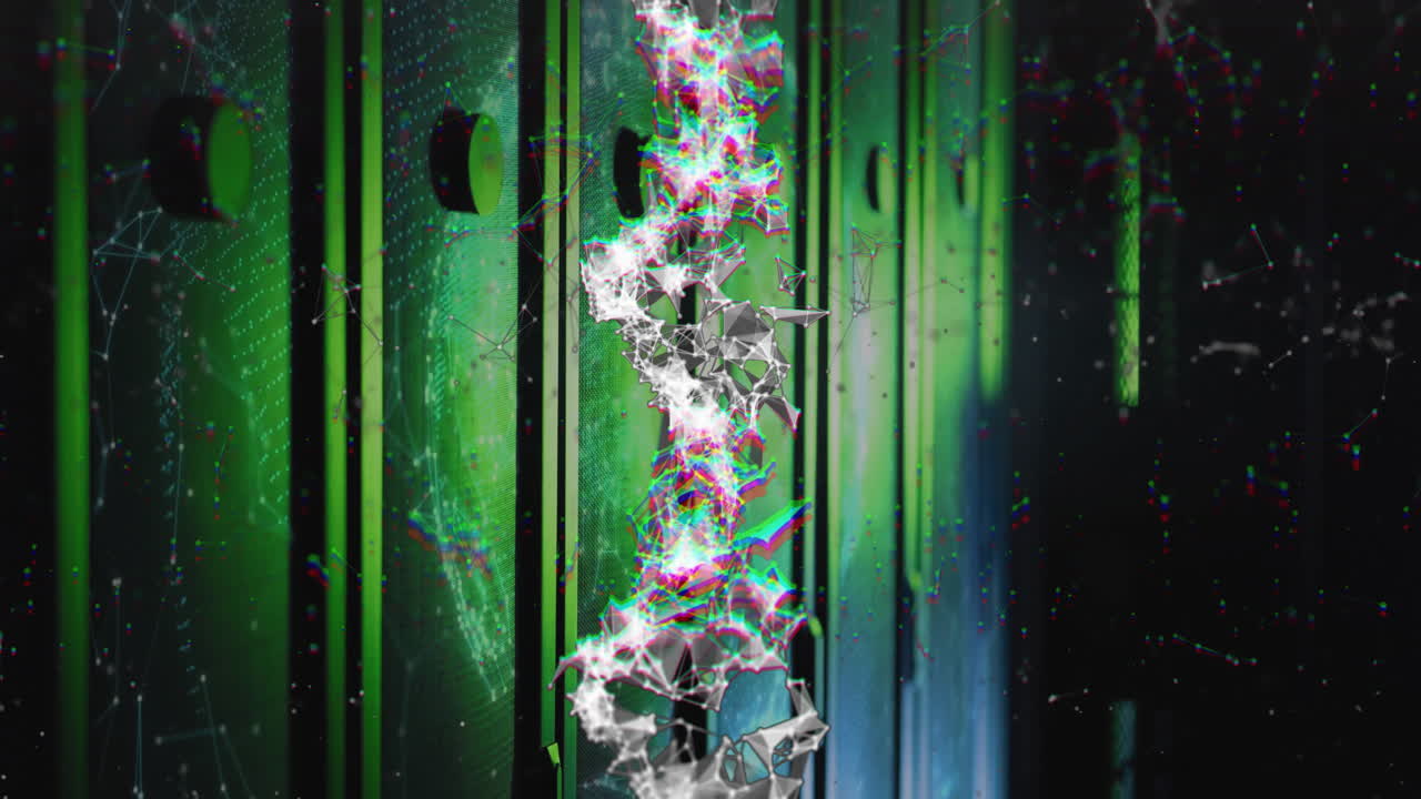 procesamiento de datos científicos, cadena de adn y codificación binaria en animación