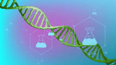 animación de iconos, cadena de adn sobre el procesamiento de datos