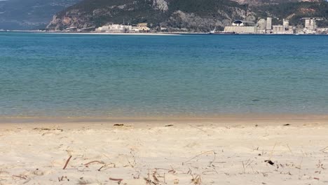 beautiful tropical beach with blue sky and white cloud background