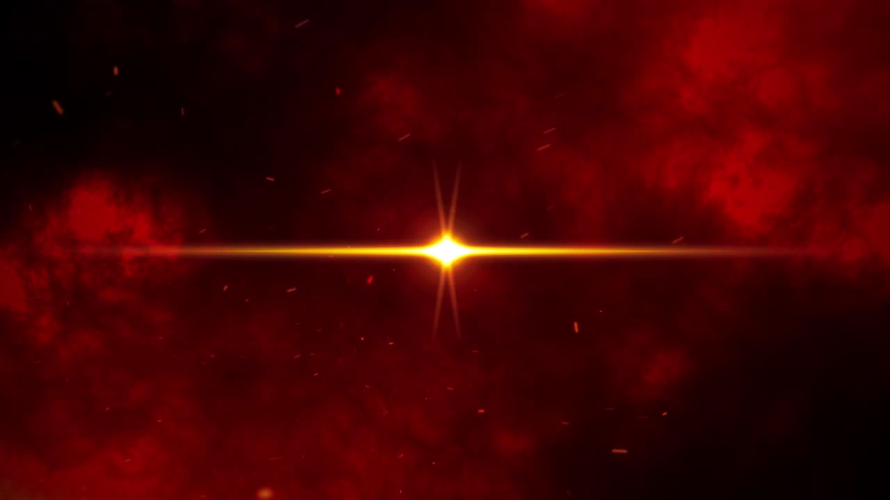 título de introducción con explosión de luces de lente transición con rayas en el fondo abstracto rojo llama oscura nube de humo. uso 4k 3d para fondo o introducción.