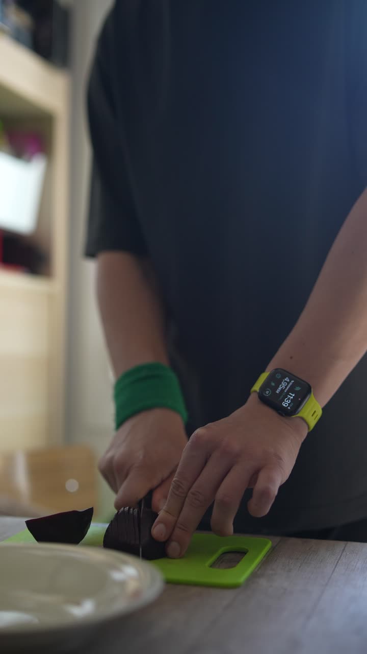 Person chopping beets