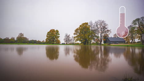 Seasons-timelapse-of-a-lake-in-changing-environment-with-a-animated-thermometer