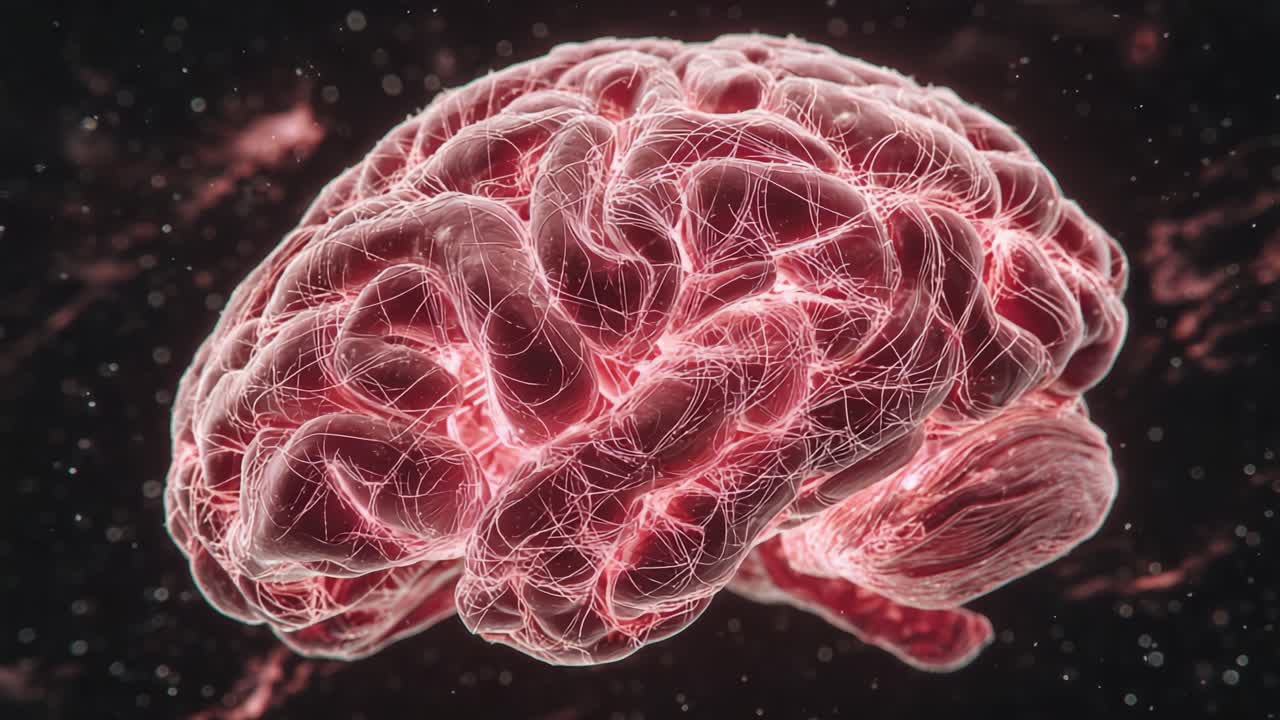 Stunning Visualization of a Human Brain Showcasing Neural Connectivity and Complexity, Highlighting the Intricate Web of Synapses and Electromagnetic Activity