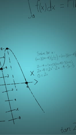 animation of handwritten mathematical formulae over blue background