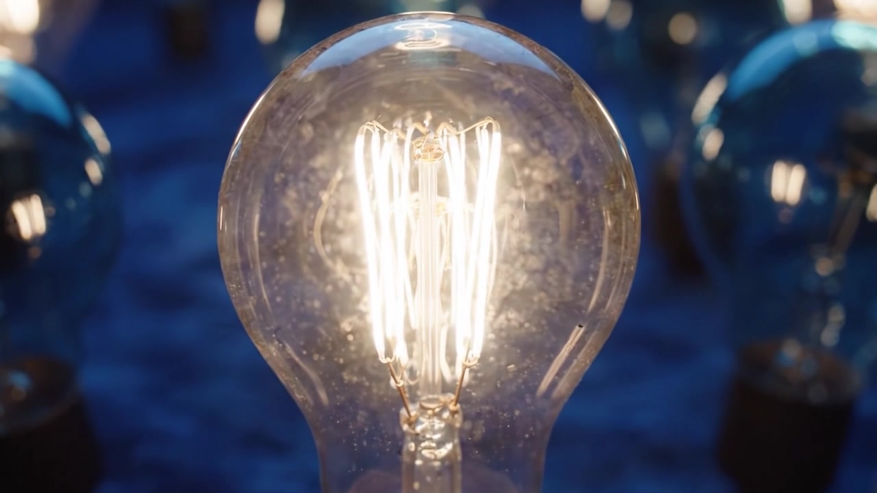 A Captivating Display of Glowing Light Bulbs Illuminating a Dark Background, Showcasing the Intricacies of Filament Design and Glass Structures
