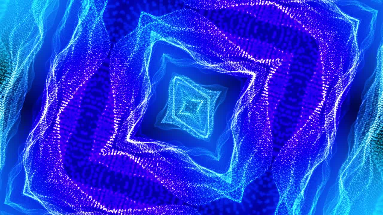 el caleidoscopio de neón de bucle azul de vj. animación sin costuras.