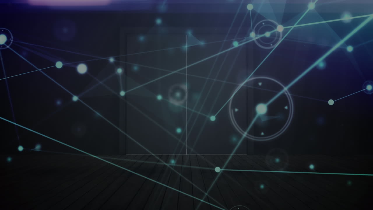 Animation of network of connections over dark background