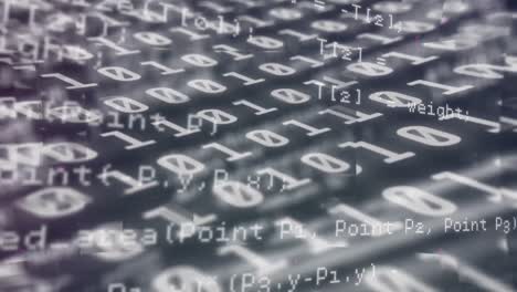 animazione digitale dell'elaborazione dei dati contro l'elaborazione dei dati di codifica binaria su sfondo grigio