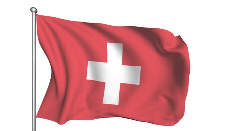 flag of switzerland in the wind (alpha channel, semi-transparent, loopable)