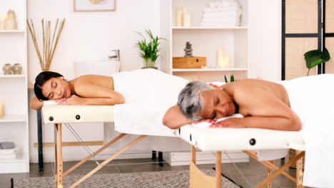 spa, massage and mother with adult daughter