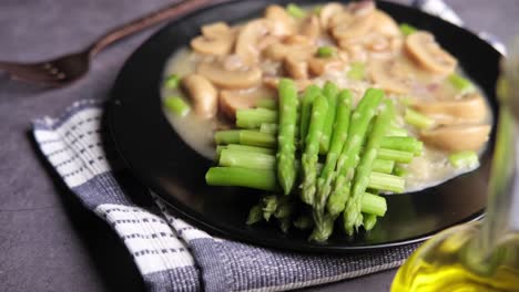 mushroom and asparagus rice dish