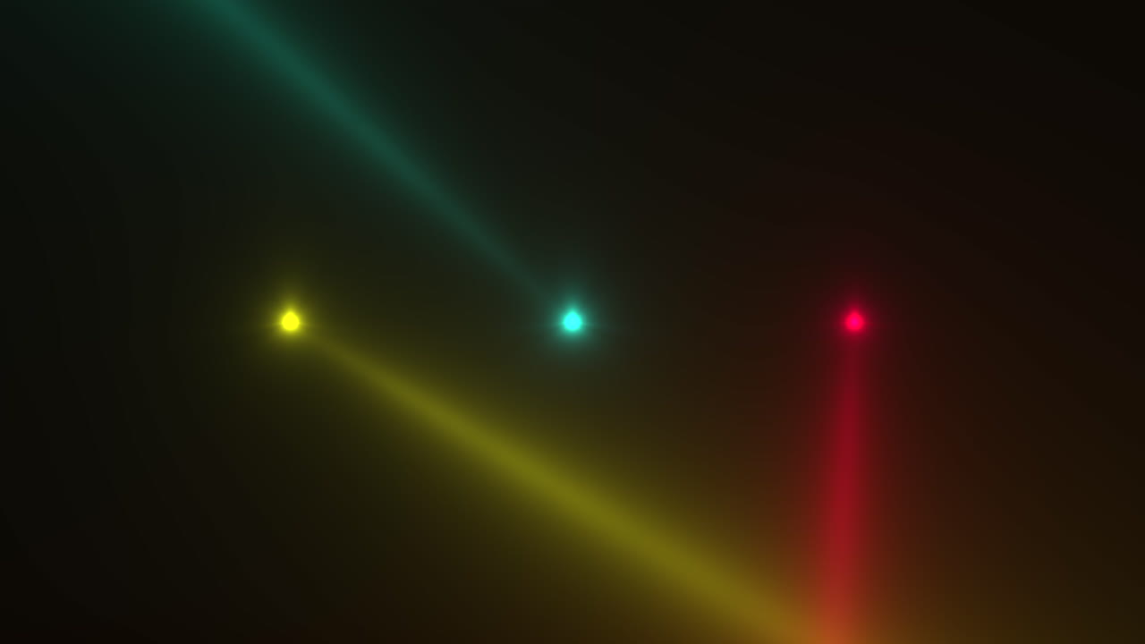 Spotlight neon colorful beams on disco stage
