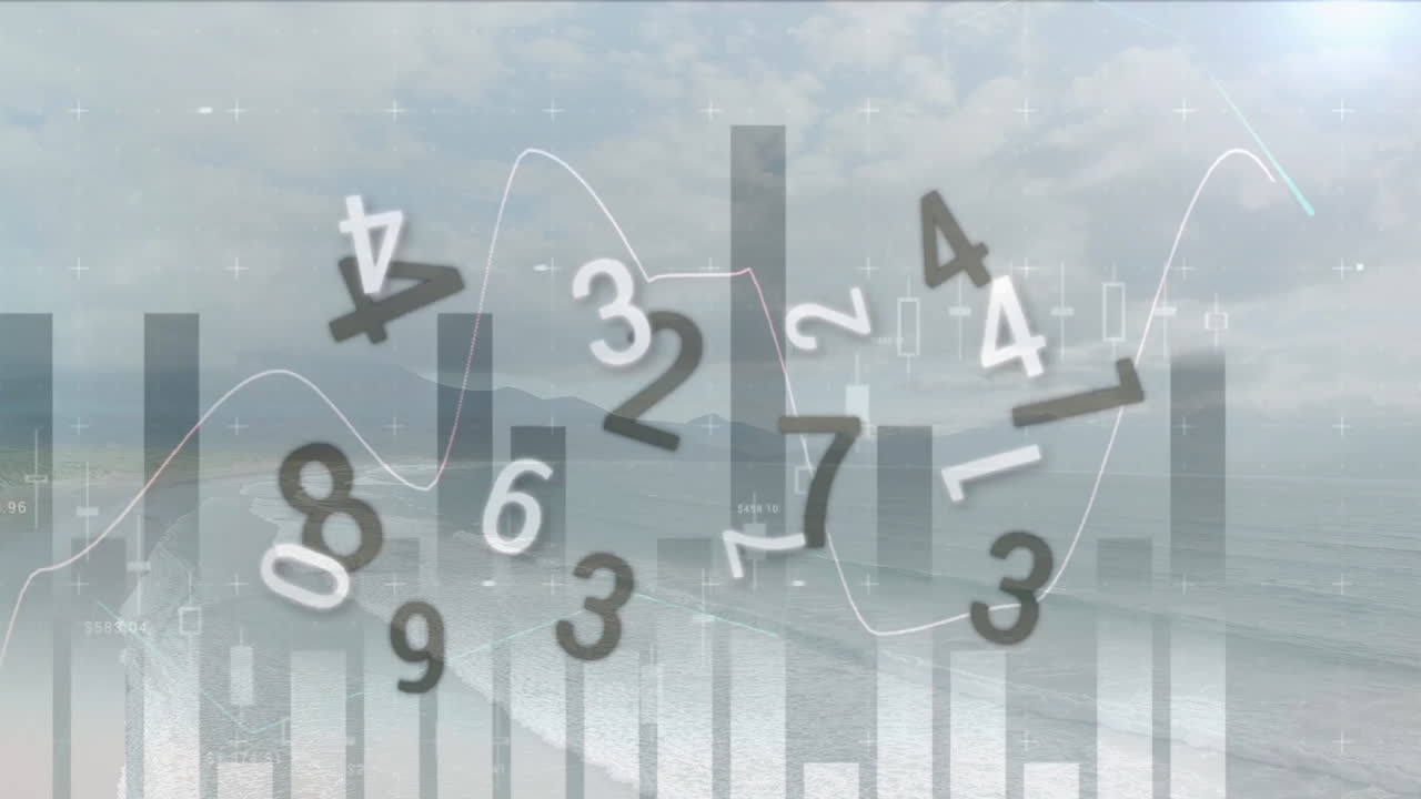 animación de gráficos y procesamiento de datos sobre el cielo y el paisaje