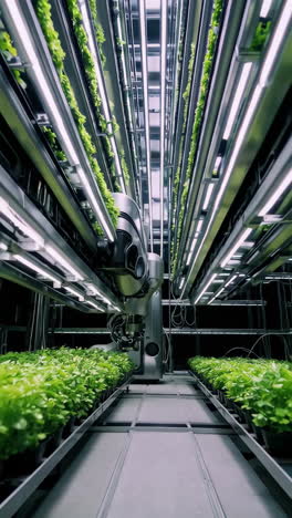 automated vertical farming system with robotic arm and led lighting