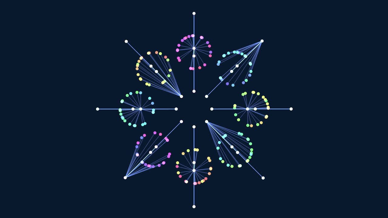 patrón geométrico simétrico de círculos y líneas que forman una red