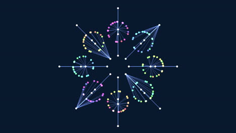 symmetrical geometric pattern of circles and lines forming a network