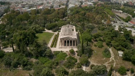 Temple-of-Hephaestus,-Athens,-Greece-front-close-up-in-4k