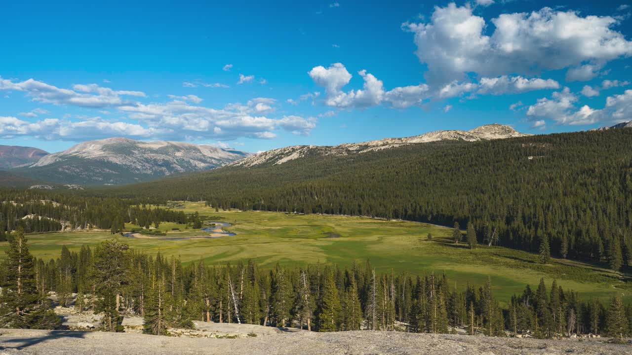Picturesque View Of Tuolumne Meadows At Yosemite National Park In Wawona, California USA
