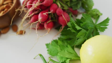 video of fresh vegetables on white background