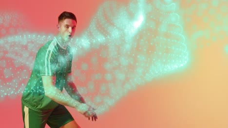 animación de un jugador de fútbol masculino caucásico sobre formas