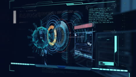 animation of scopes scanning and data processing over digital screen