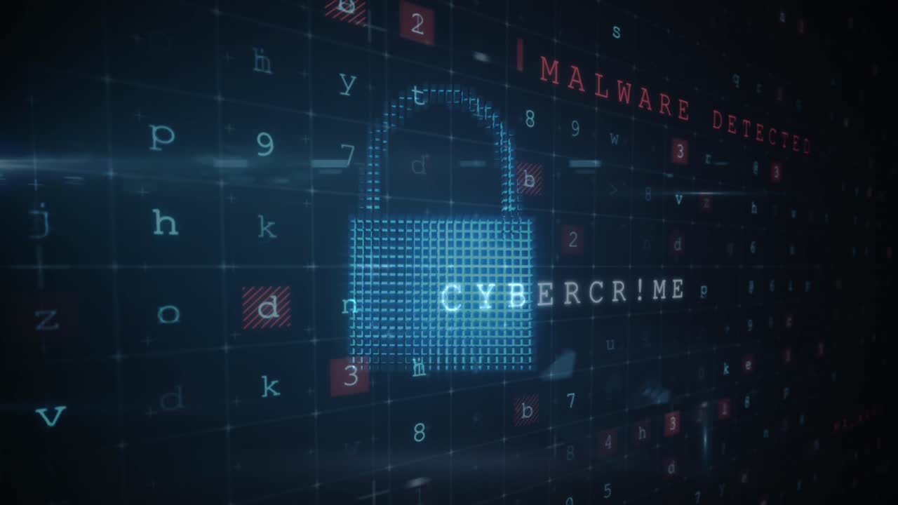 animación de advertencia de ataque cibernético sobre el candado de seguridad en línea