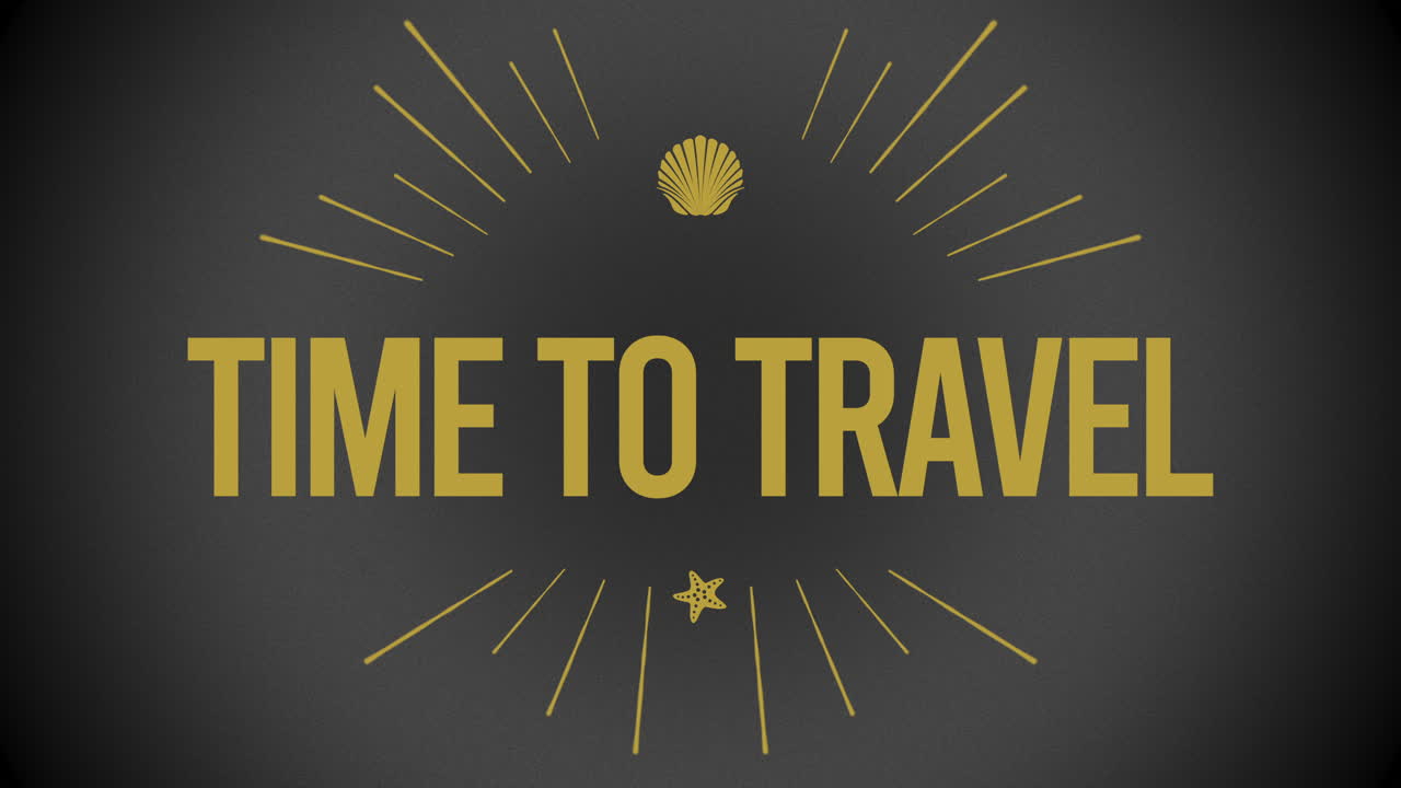 tiempo para viajar con conchas marinas y rayos amarillos del sol